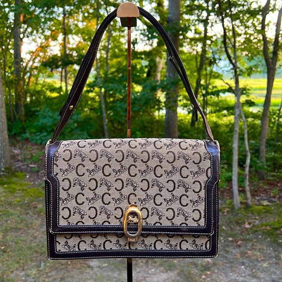 Celine Vintage Shoulder Bag with Horse and Carriage Good Condition GUC - Picture 1 of 12